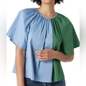 Crosby by Mollie Burch small Colorblock Blue and Green Women's Top EUC